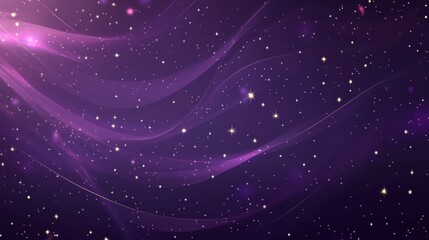 Wall Mural - Purple Night Sky with Stars and Waves