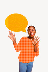 Aufkleber - Trend artwork poster composite sketch image collage of african race young lady student talk speech cloud text say smile emoji face
