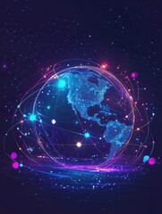 Poster - Global network communication abstract concept vector illustration set. Global web connection, mobile phones 5G network, web accessibility program, satellite, GPS technology internet abstract metaphor