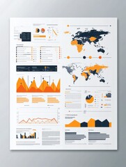 Poster - Graphical business report vector template with modern style charts and graphs
