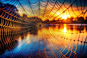 Poster - Abstract Silhouette of Curved Lines Mimicking Water Surface and Spiderweb Patterns for Creative Backgrounds and Designs