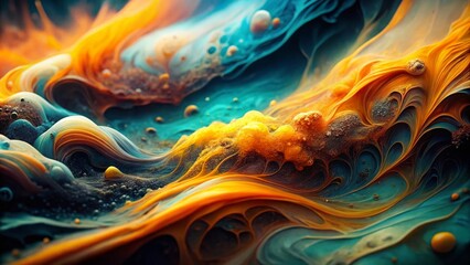 Poster - Abstract Teal Orange Yellow Black Gradient Background with Generative AI Elements for Creative Design and Digital Artwork Inspiration