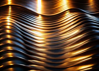 Poster - Abstract Wavy Metal Background with Silhouette Design – Perfect for Modern Art, Industrial Themes, and Innovative Visuals for Digital Projects