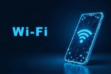 Poster - A modern smart phone displaying a wifi icon prominently on its screen