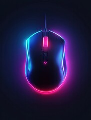 Poster - mouse neon icon. Elements of internet things set. Simple icon for websites, web design, mobile app, info graphics