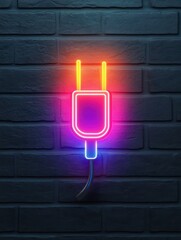 Poster - Plug neon icon. Elements of internet things set. Simple icon for websites, web design, mobile app, info graphics