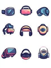 Poster - Virtual reality multi color style icon. Simple thin line, outline of internet things icons for ui and ux, website or mobile application