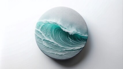 Poster - Aerial Photography of a Gray Round Object with Wave Pattern on a White Background Captured Using Generative AI Technology for Contemporary Design and Art Applications
