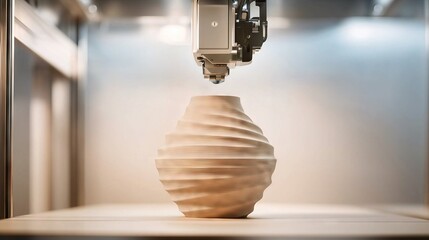 Poster - 3d printer creating modern vase using additive manufacturing technology