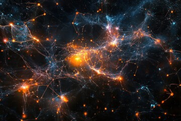Wall Mural - Stunning Cosmic Network of Glowing Stars and Nebulae in Deep Space Captured in Vivid Detail and Vibrant Colors