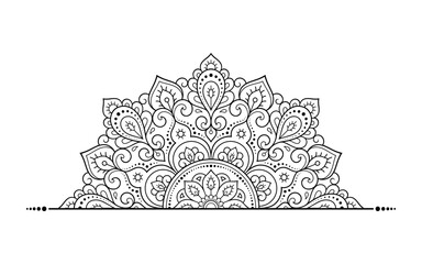Wall Mural - circular pattern in form of mandala with flower for henna, mehndi, tattoo, decoration. decorative or
