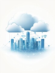 Poster - Network technology cityscape IoT cloud computing concept