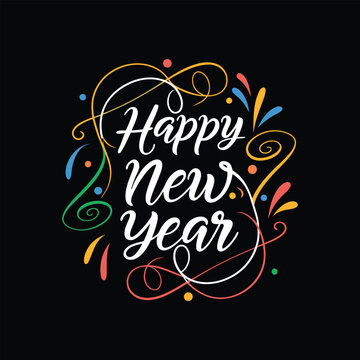 Happy New Year Abstract typography design for T Shirt, Holiday greeting card. new year vector illustration 