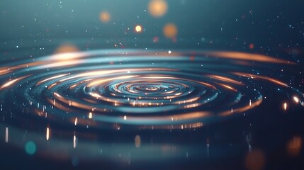Poster - Rippling water surface reflecting light particles creates a serene atmosphere in a tranquil environment