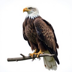 Eagle sit on branch isolated on white transparent background , Eagle PNG 