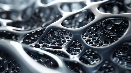 Poster - A close-up of a shiny, metallic, organic-looking structure.