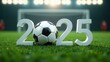 © Julia - numbers 2025 with a football ball instead of 0, football field in the background