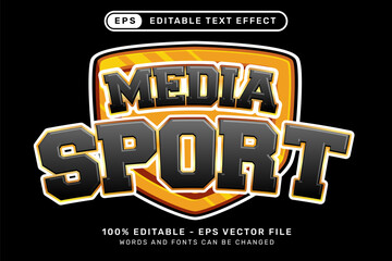 Poster - media sport text effect and editable text effect with trophy and shield illustration