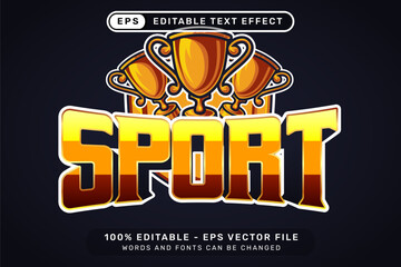 Poster - sport text effect and editable text effect with trophy and shield illustration
