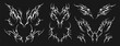 © redgreystock - Neo tribal tattoo set. Neotribal gothic butterfly with wings, flame, heart, womb, symmetrical abstract dividers. Cyber sigilism y2k design elements. Celtic gothic body ornaments, emo stylized stickers