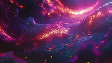 Wall Mural - Star and planet in the galaxy with rainbow colors video footage for background.