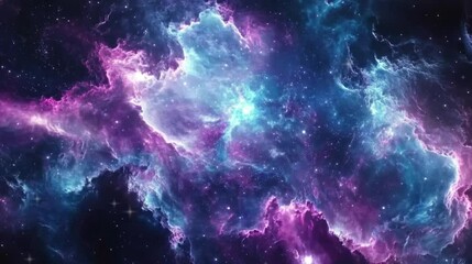 Wall Mural - Star and planet in the galaxy with rainbow colors video footage for background.