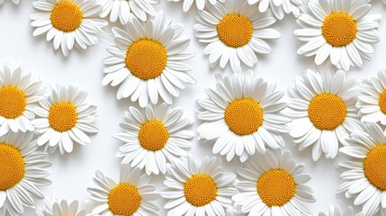 Poster - Beautiful white daisies blooming in the natural light on a soft pastel background
