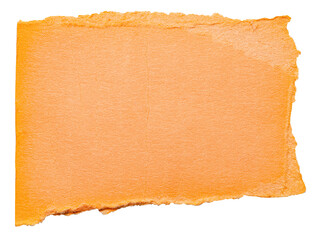 Poster - isolated cut out torn piece of blank orange paper note cardboard with texture and copy space for tex