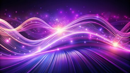 Poster - Beautiful Abstract Wave Technology Background with Purple Light Effects for Digital Innovation and Company Concepts in a Long Exposure Style