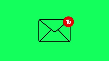 Poster - Message icon on green screen. Message icon with inbox notification and incoming email alert.