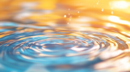 Poster - water ripples create mesmerizing patterns against a warm sunset backdrop in this tranquil setting