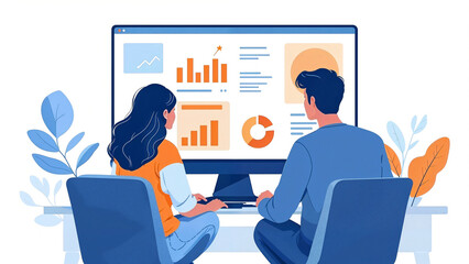 Poster - teamwork in the office, discussion of business issues . Generative AI