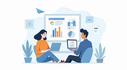 Poster - teamwork in the office, discussion of business issues . Generative AI