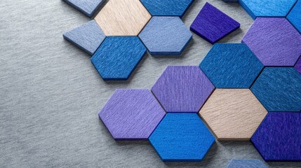 Poster - Vibrant Hexagonal Geometric Backdrop with Blue and Purple Tones