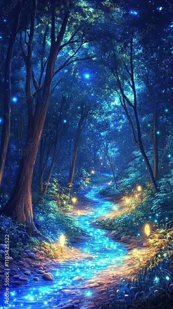 Enchanted Forest Path: A mystical journey through a luminous forest ...