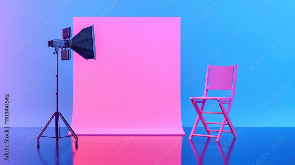 Minimal Film Studio Setup With Lighting Equipment And Director S Chair minimal-film-studio-setup-with-lighting-equipment-and-director-s-chair