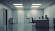 © Johannes - Modern urban company office indoor building interior with workstation and empty white wall