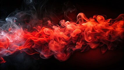 Poster - Captivating Red Smoke Frame on a Dark Background with Stunning Bokeh Effect for Dramatic Visual Impact and Artistic Presentation