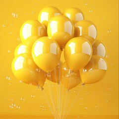 Poster - A yellow background with yellow balloons dancing.