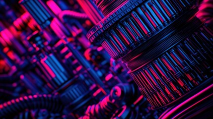Leinwandbilder - Futuristic industrial technology showcase urban environment close-up detail vibrant colors