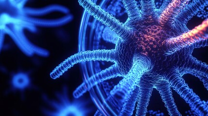 Poster - Virus structure visualization laboratory scientific image digital art close-up biology