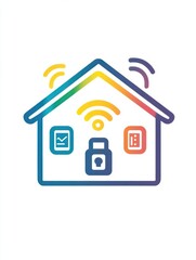 Poster - Smart home multi color style icon. Simple thin line, outline of internet things icons for ui and ux, website or mobile application