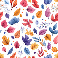 Naklejka na meble Floral flowers and beautiful colorful leaves wallpaper seamless pattern for interior decoration or background.