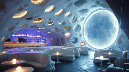 Leinwandbilder - High end immersive night club that looks like the moon, chic, glamorous and futuristic.
