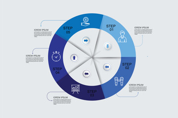 Fototapete - Business circle arrows infographic with 5 step