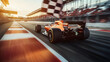 © Daniel - Formula One car crossing the finish line with a checkered flag, motion blur