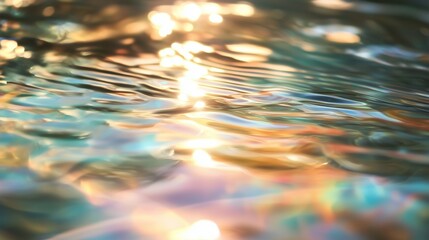 Poster - reflections of sunlight glimmering on gentle water surface during sunset