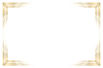 Gold rectangle frame. Luxury gold corner decoration. Golden border design isolated on transparent background. PNG, Cut out