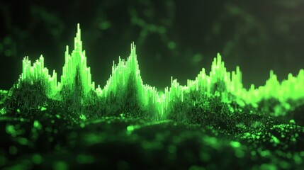 Poster - A glowing 3D graph representing a stock market boom in vibrant green tones.