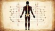 © CassiOpeiaZz - A detailed illustration of a human anatomy model, highlighting the skeletal and muscular systems against a stylized background.